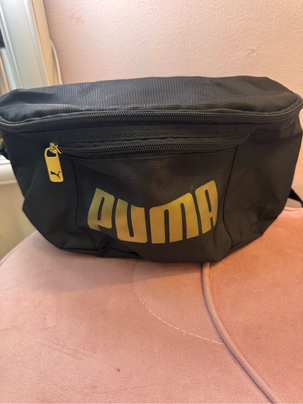 Puma Black Waist Pack with Gold Logo